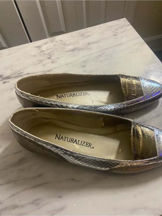 Shoes - Naturalizer Women's Metallic Snakeskin Loafers - Gold/Silver
